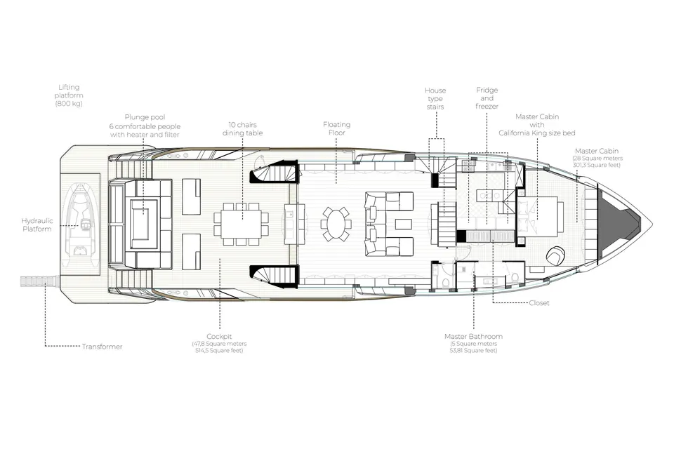 2026 Alpha Custom Yachts Squalo 100, layout 2