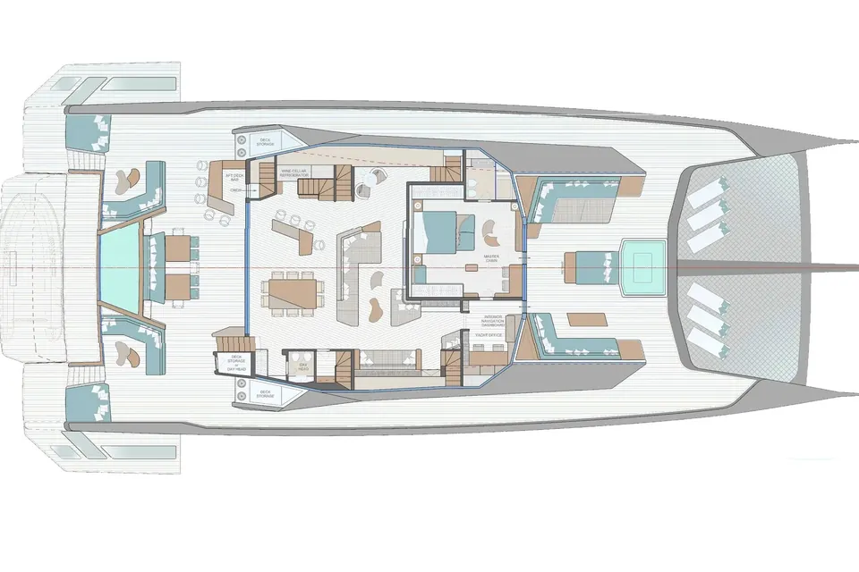 Project Polaris, 2028 Custom 128ft Catamaran, layout 2