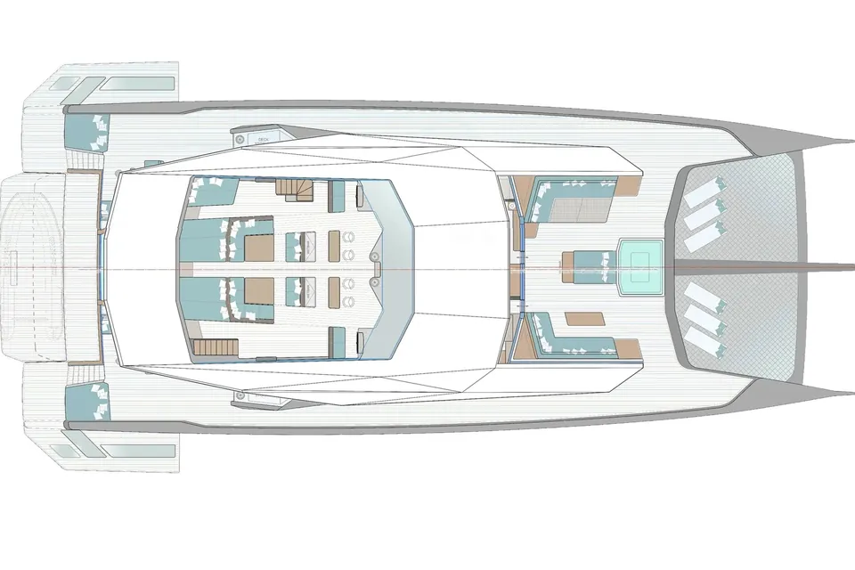 Project Polaris, 2028 Custom 128ft Catamaran, layout 3