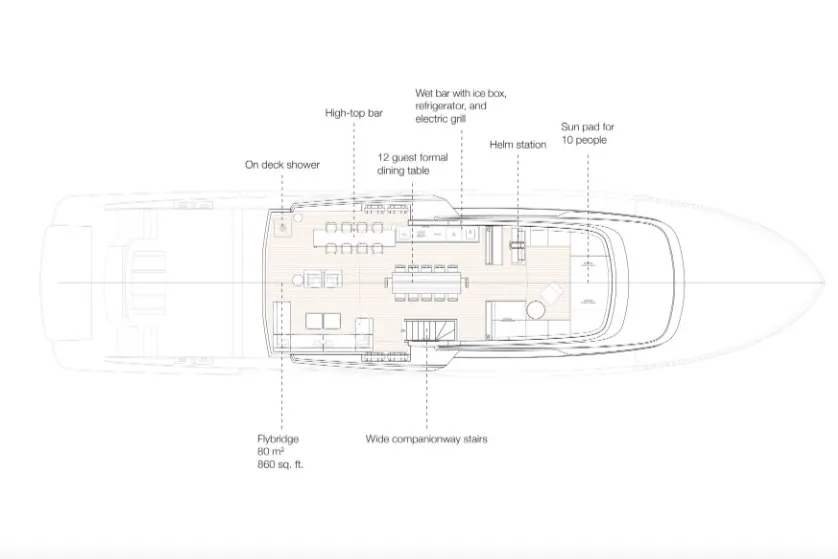 H2O, 2023 Alpha Custom Yachts Spritz 116, layout 6