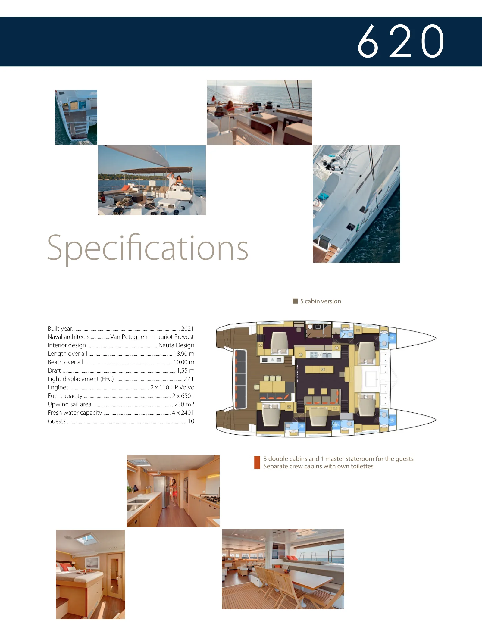 Deck plan of Breiz-Ile: 5 cabin version