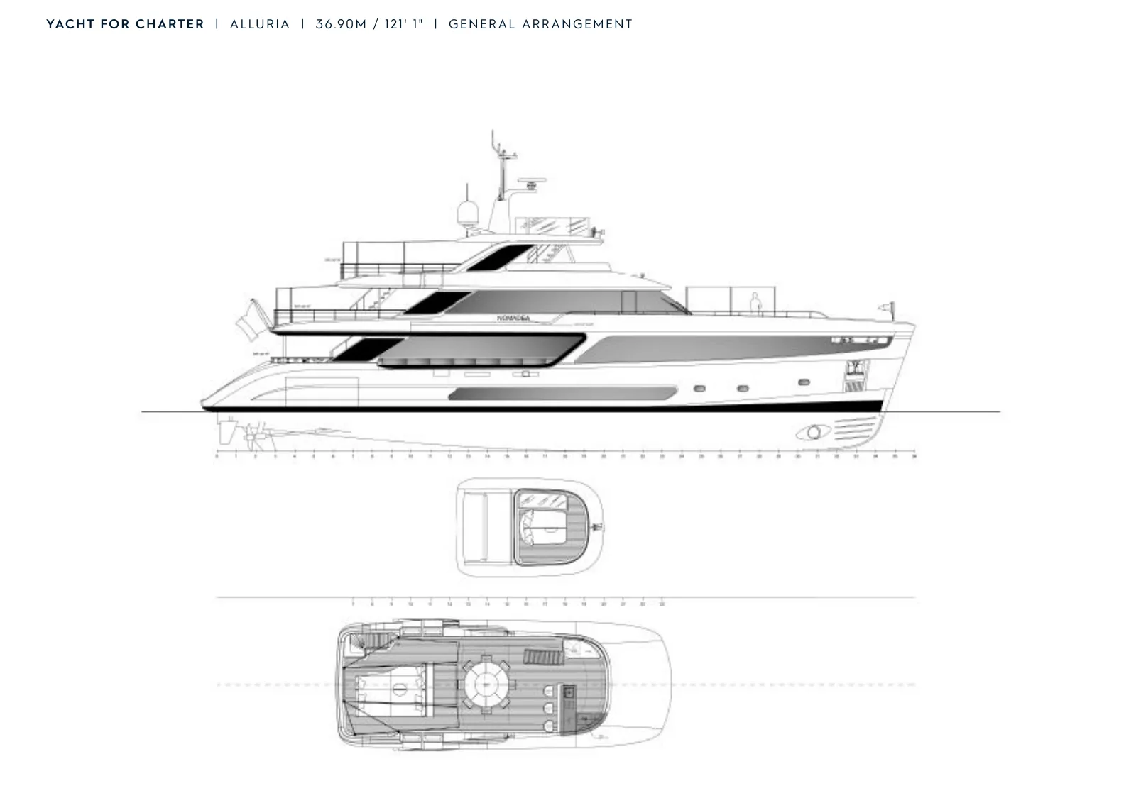 Alluriaのデッキプラン: Profile and sun deck