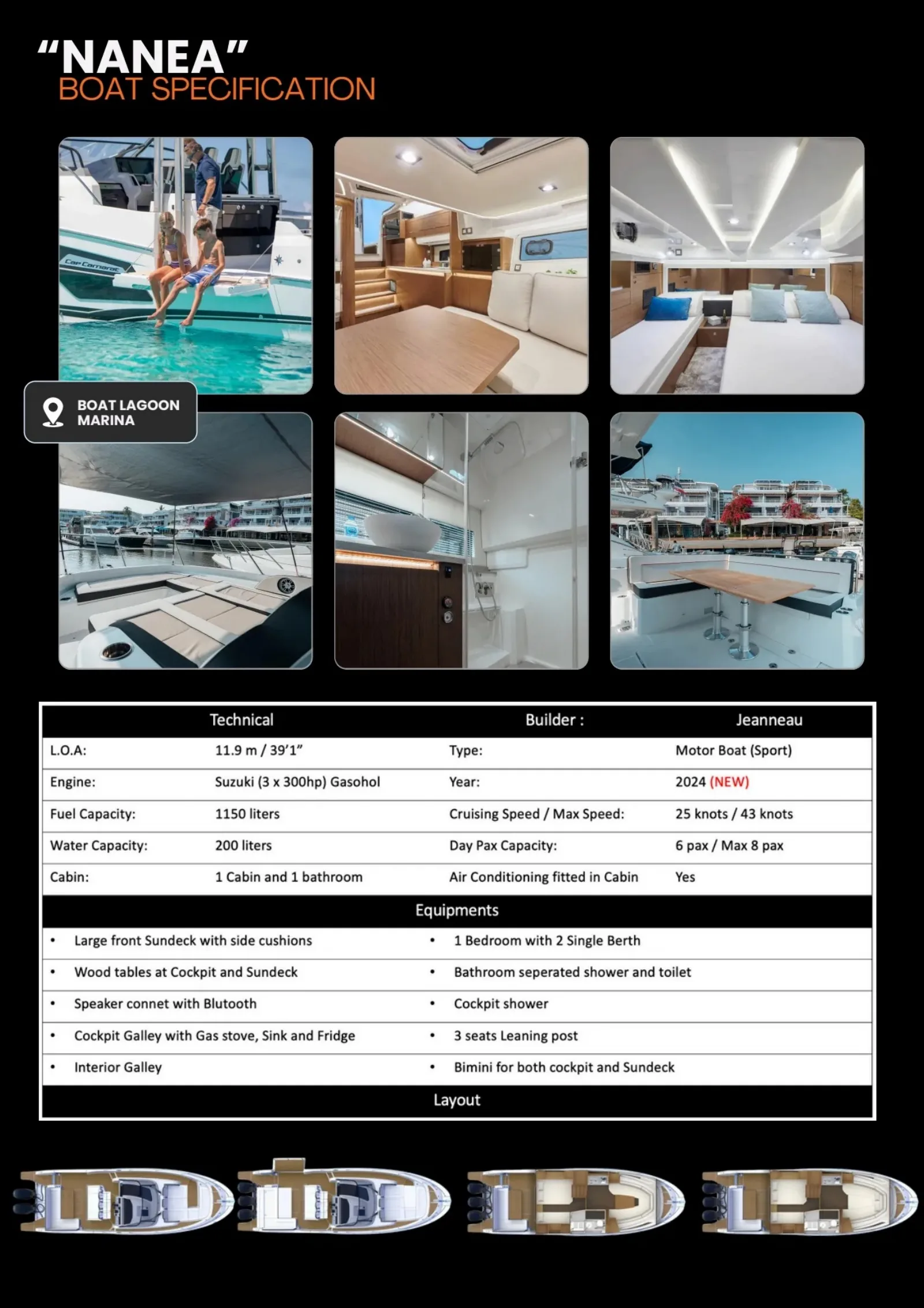 Deck plan of NaNea: Layout