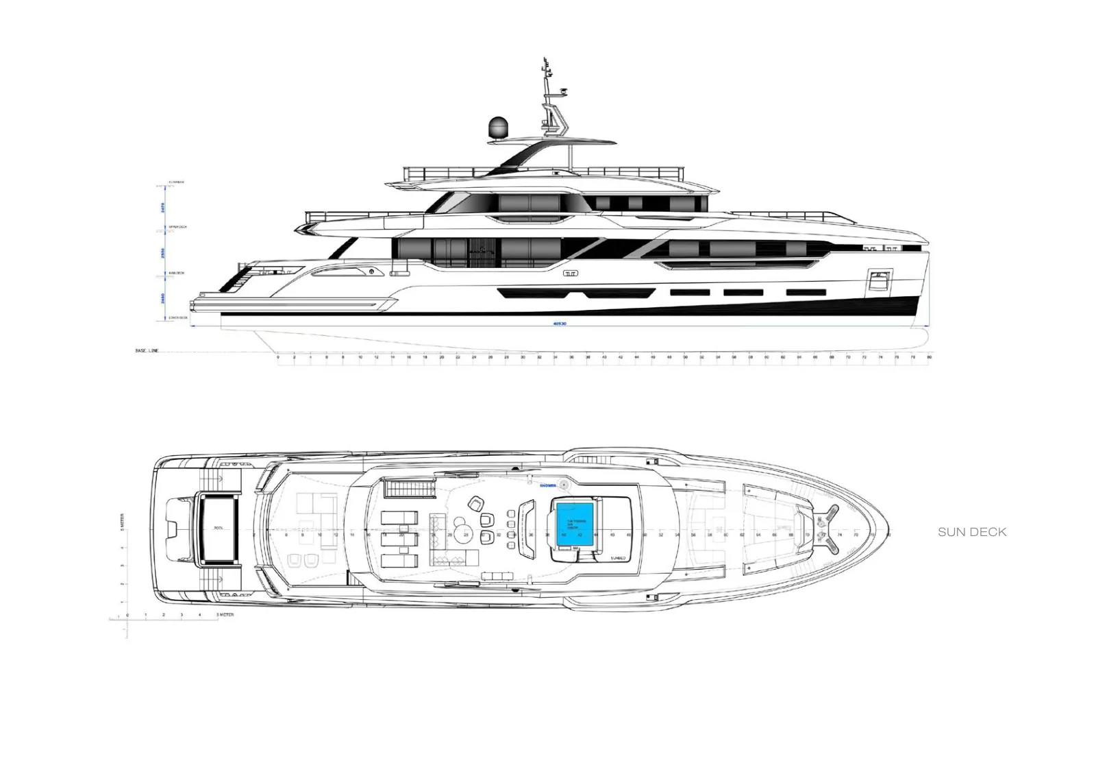 Plan de pont de Perla Bianca : Sun Deck