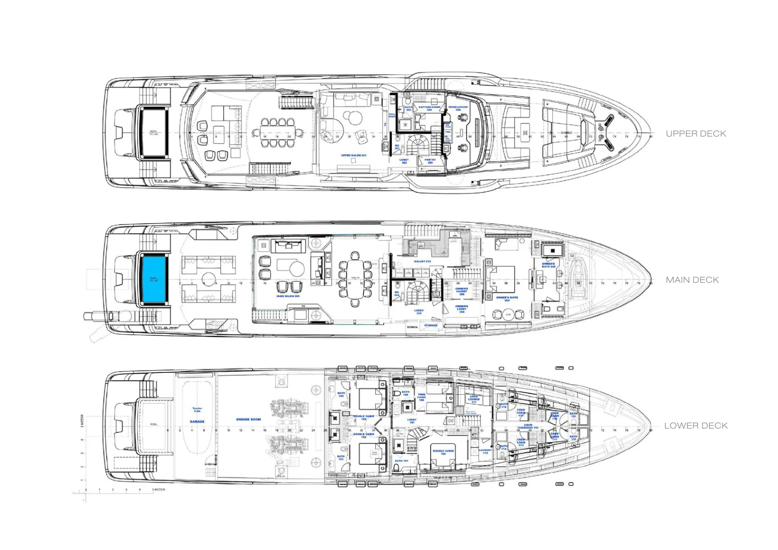 Plan de pont de Perla Bianca : Upper Deck