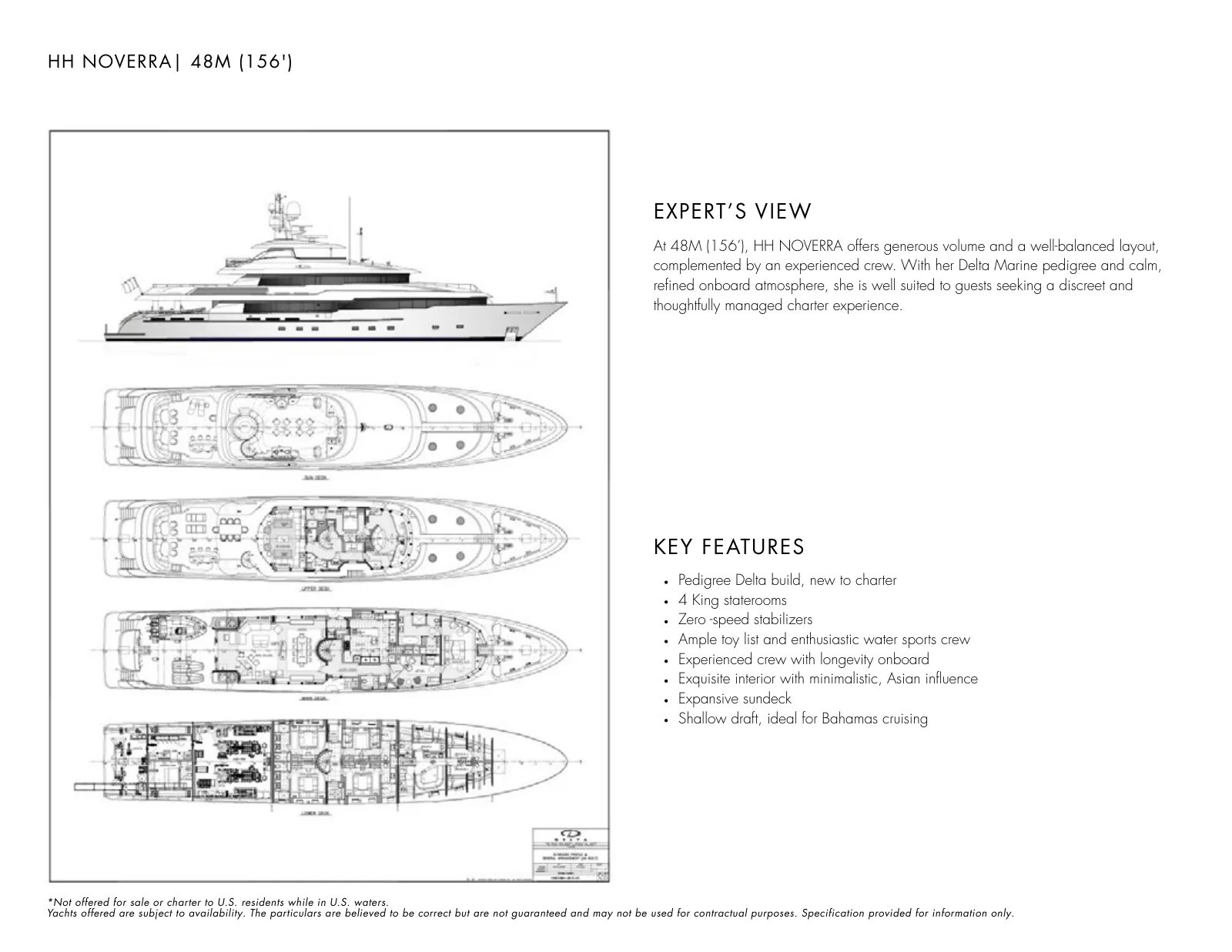 Plano de deck do HH Noverra: Profile, Sun Deck, Upper Deck, Main Deck, Lower Deck